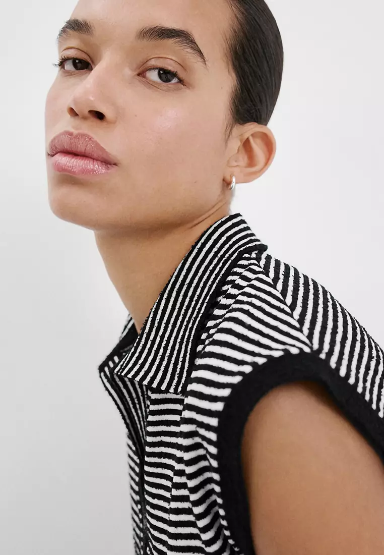 Striped Polo-Neck Sweater