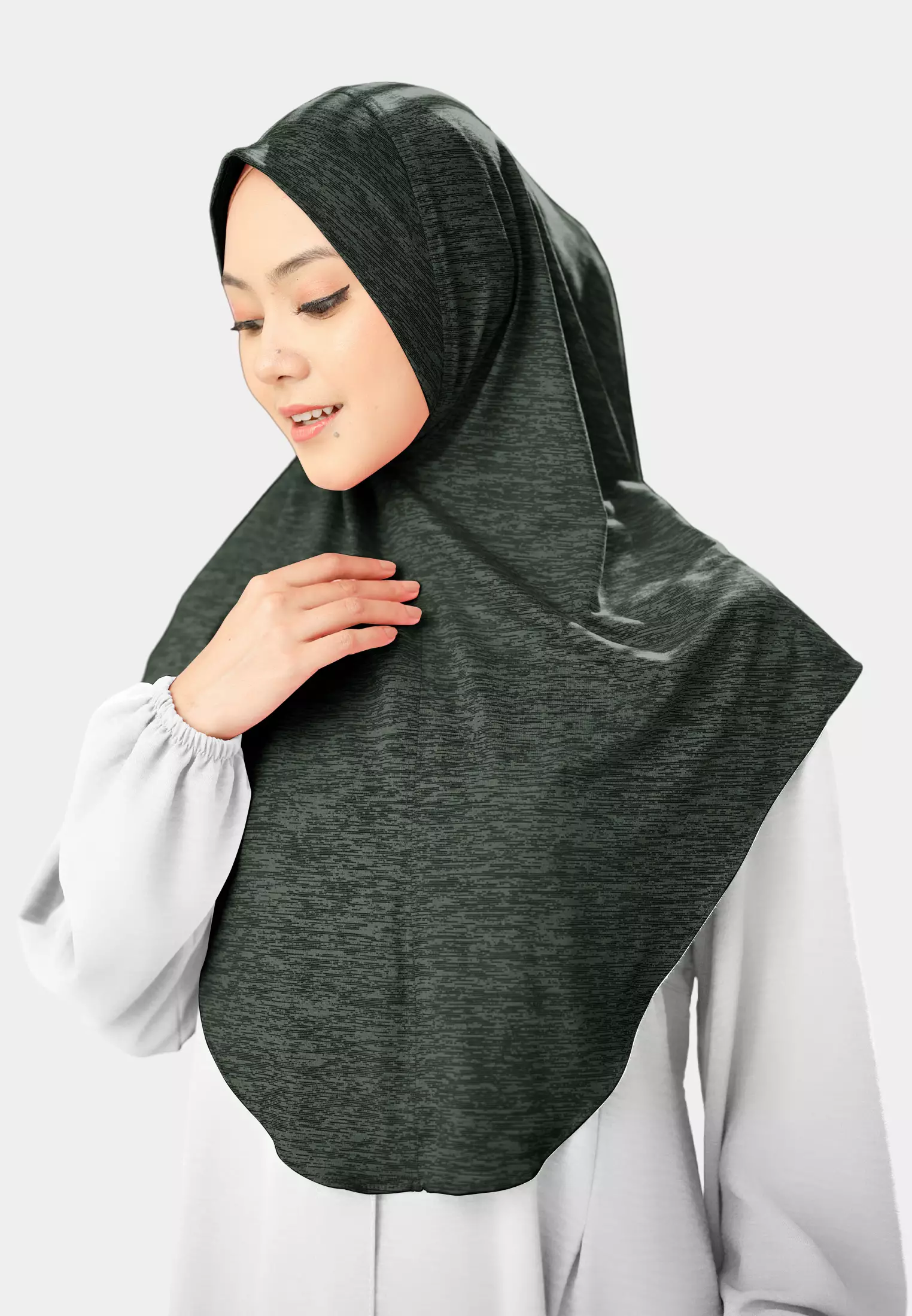 Cotton Bee - Gyra Instan | Bergo Jersey Tekstur - Moss Green