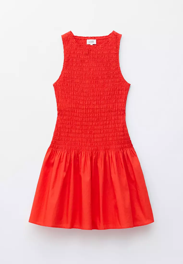 Smocked Cotton Poplin Mini Dress