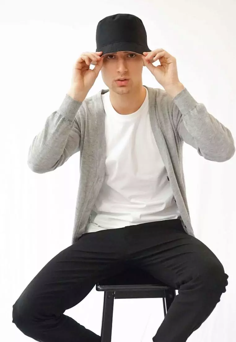 Houseofcuff Bucket Hat Topi Polos Bolak balik Hijau tua - Hitam