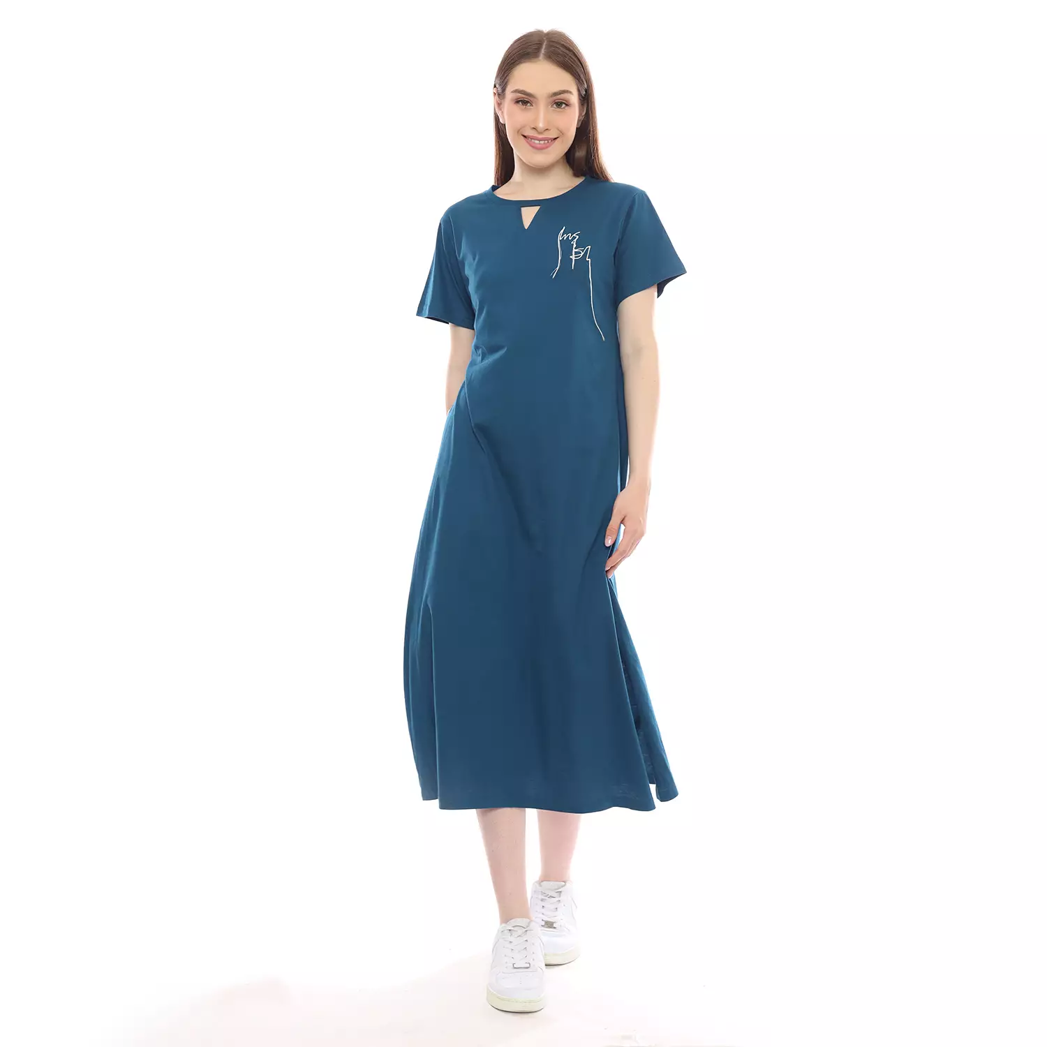 Insight Dress Wanita Biru Tua C Ribhold Midi Dress Planet Surf