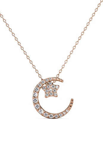 Her Jewellery gold Lune Etoilee Pendant (Rose Gold) - Made with premium grade crystals from Austria 42442AC656FA80GS_1