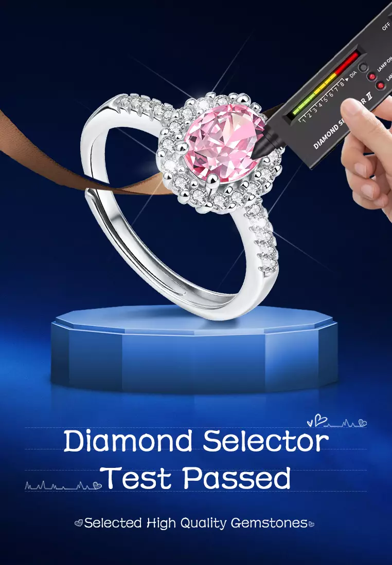 Cincin Wantia Berlian Tunangan Perhiasan Original Platinum Coated Cincin Cewek Pink