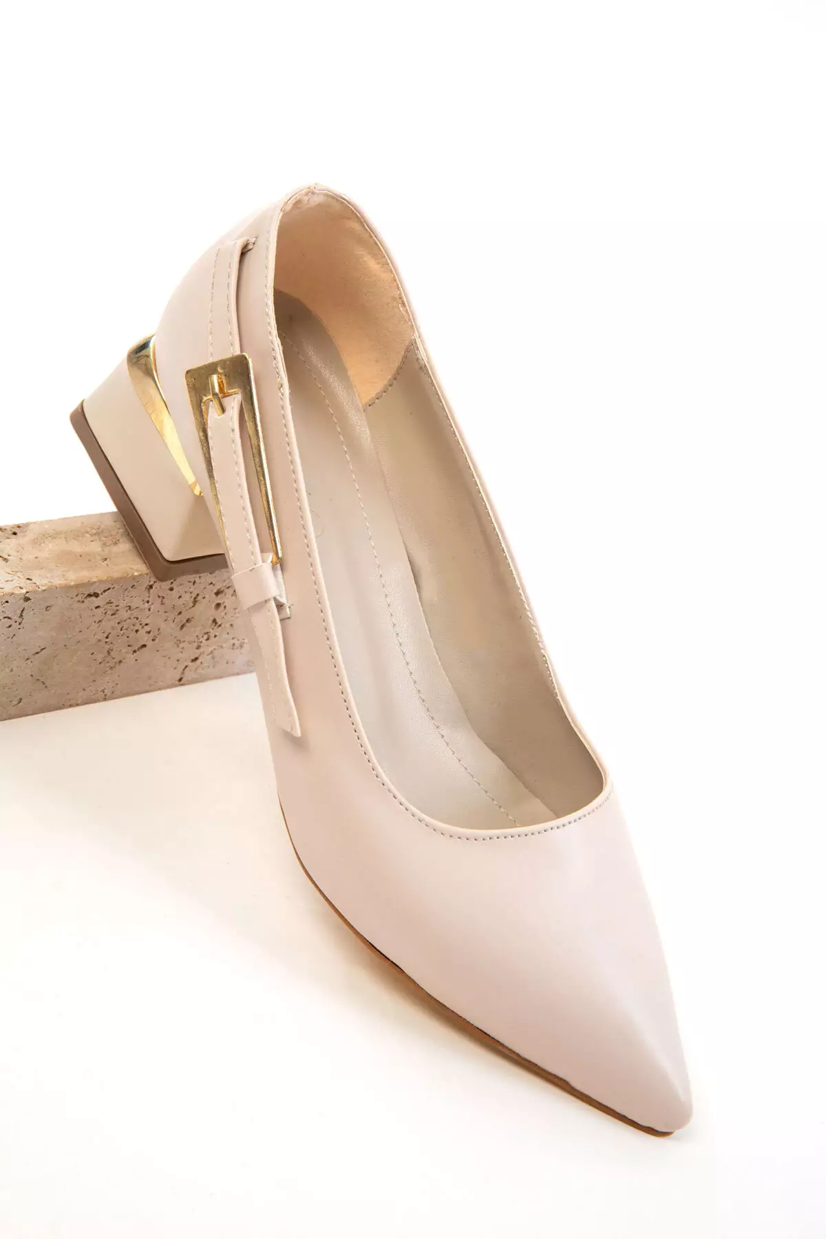 Beige Women's Classic Heeled Shoes 20366