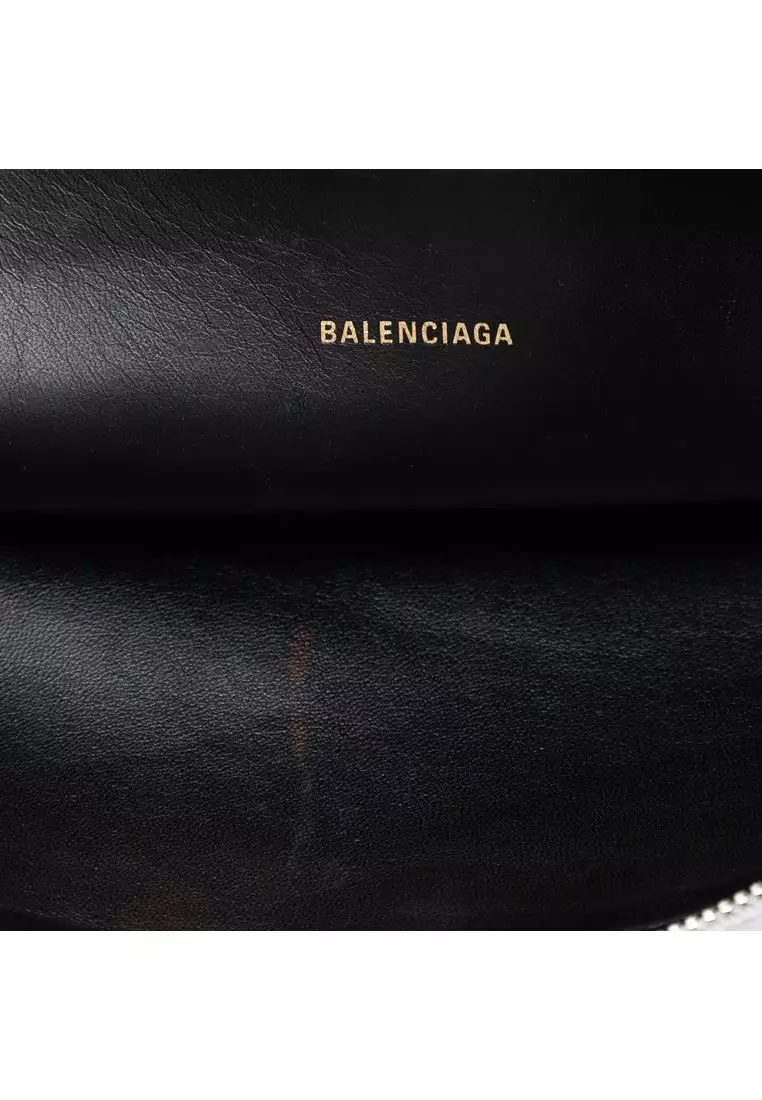 Pre-Loved Balenciaga Leather Ville Logo Zip Pouch