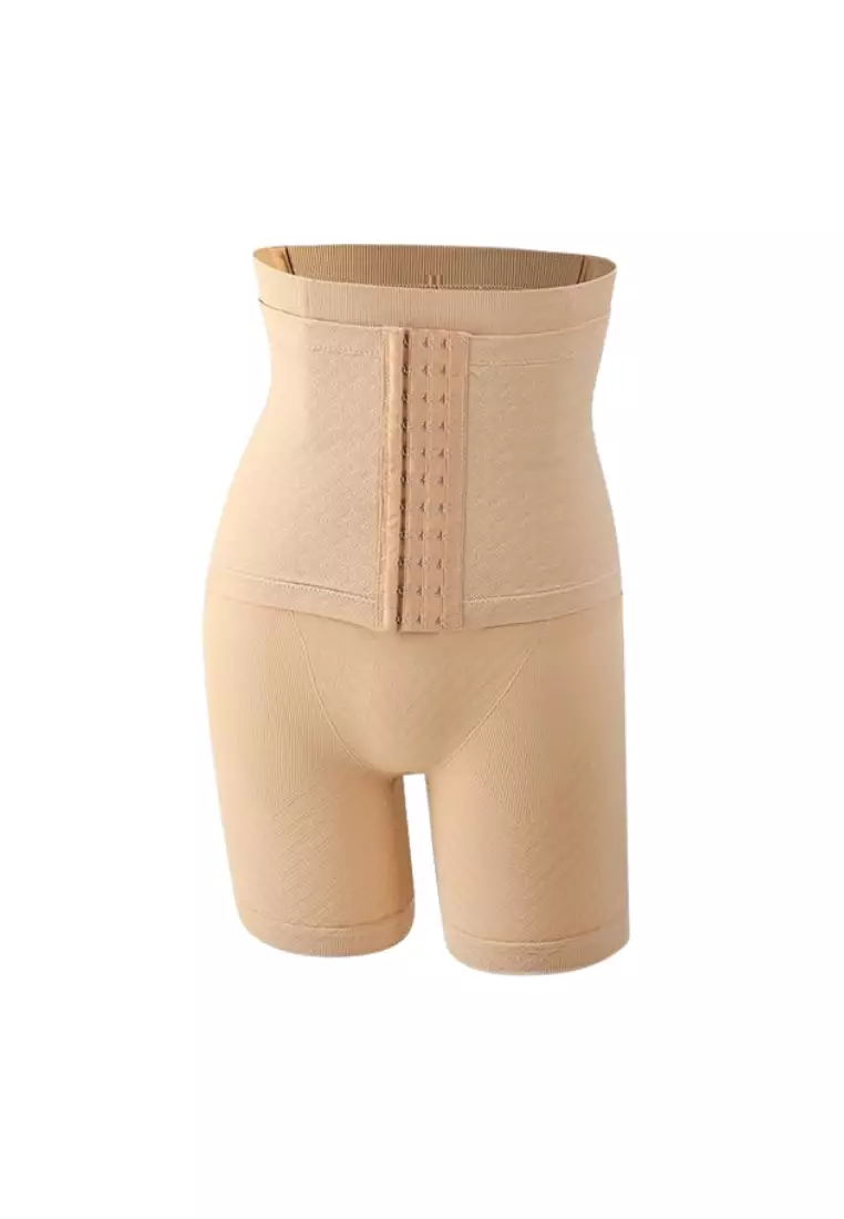Premium Wara High Waisted Shaping & Lifting Compression Long Girdle Shapewear Shorts in Nude