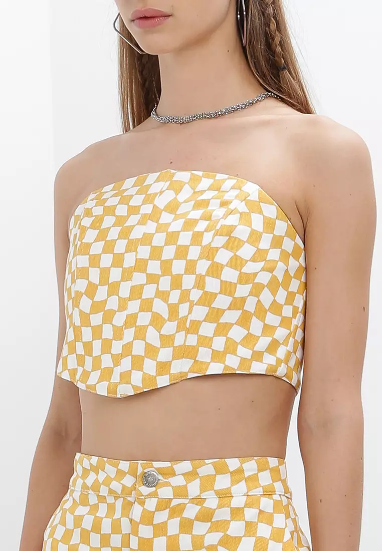 Checkered on sale strapless top