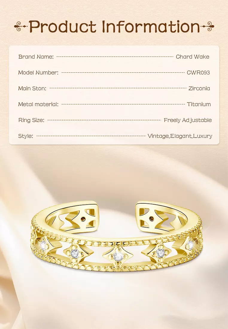 Cincin Wanita Titanium Korea Style Hollow Design Free Size Anti Luntur Perhiasan Cewek