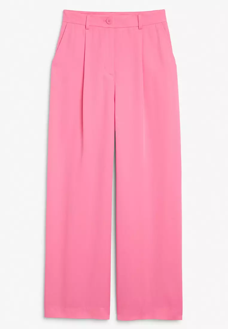 Buy Monki Lightweight Wide Leg Trousers Online | ZALORA Malaysia