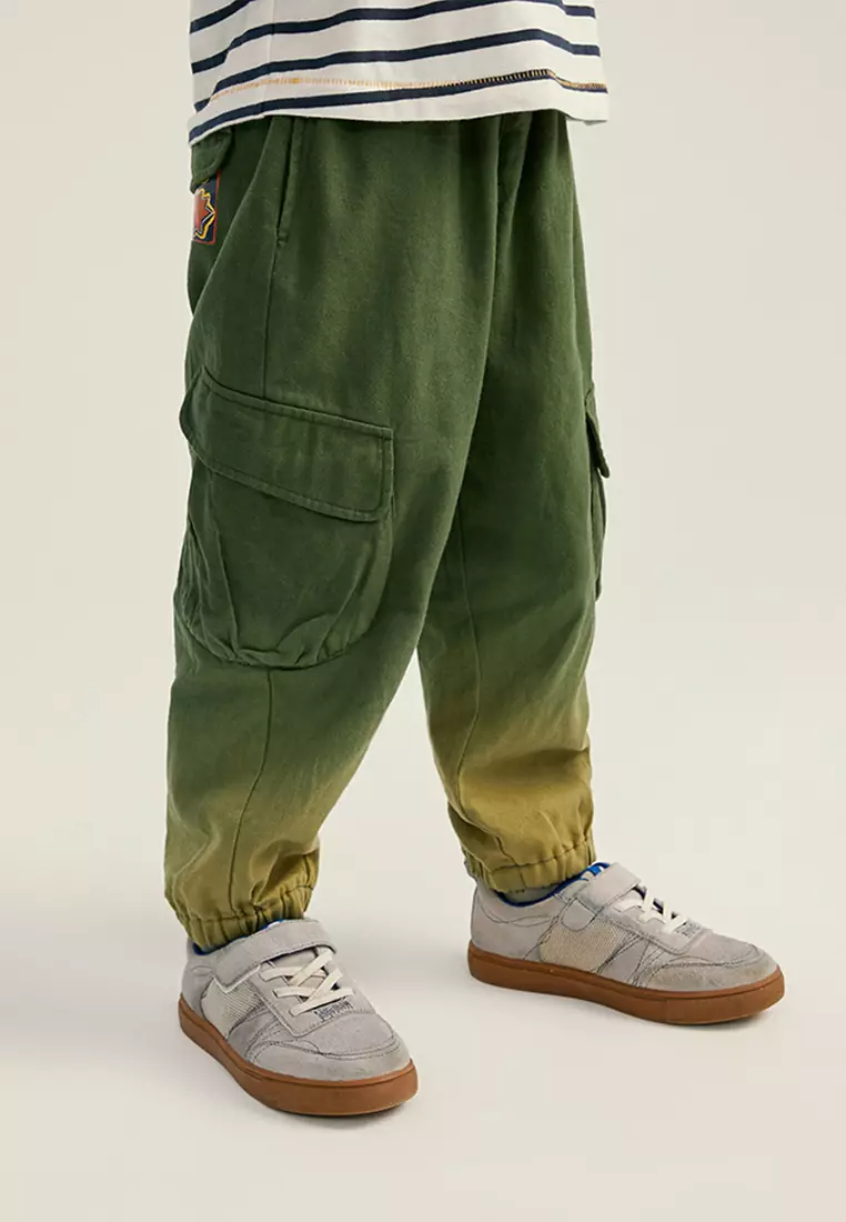 Dip Dye Elastic Waist Cargo Pants
