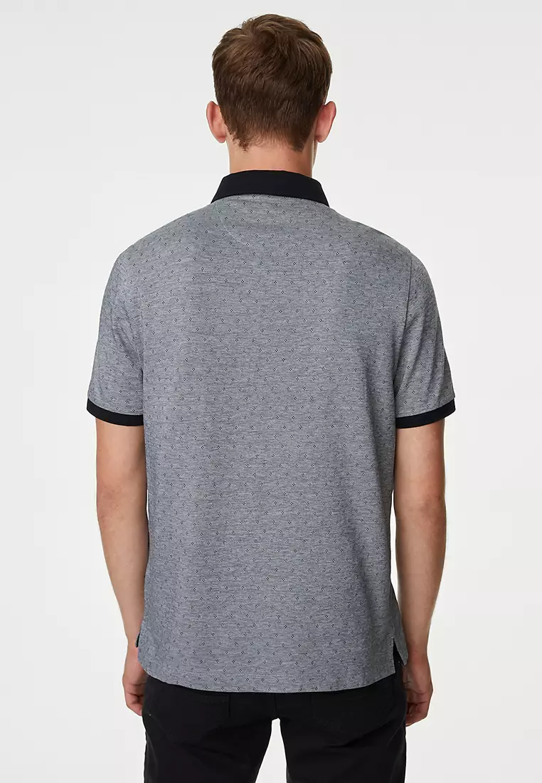 Pure Cotton Jacquard Polo Shirt