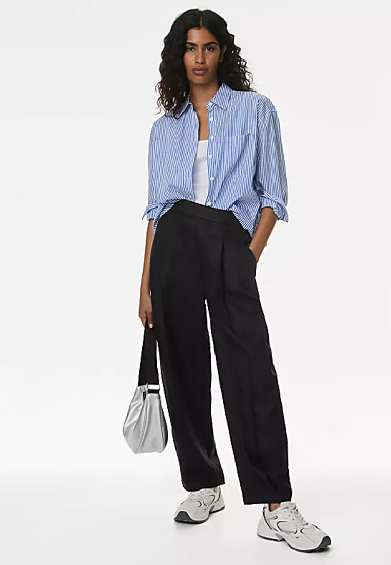 Pure Linen Carrot Leg Trousers