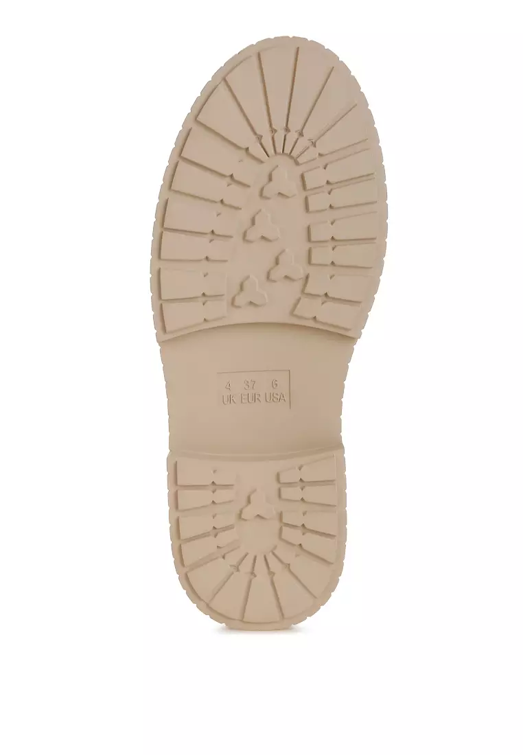 Sepatu Loafer Tebal Horsebit Warna Beige