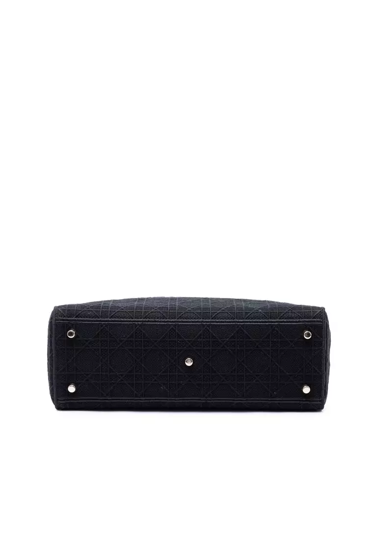 Pre-Loved Dior Large Embroidered Canvas Cannage Lady D Lite