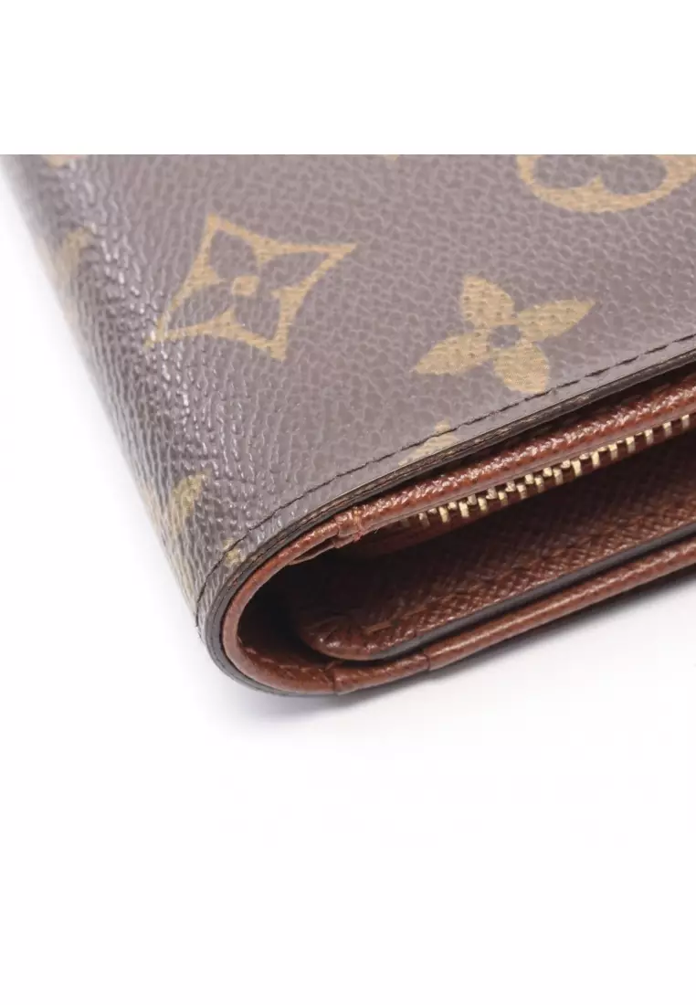 Pre-Loved Louis Vuitton Porte-Monnaie Bie Tresor monogram Bi-fold wallet PVC leather Brown