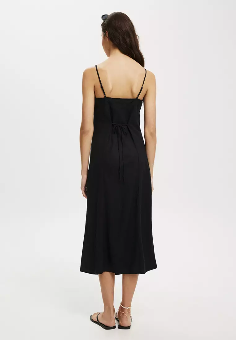 Haven Straight Neck Slip Midi Dress