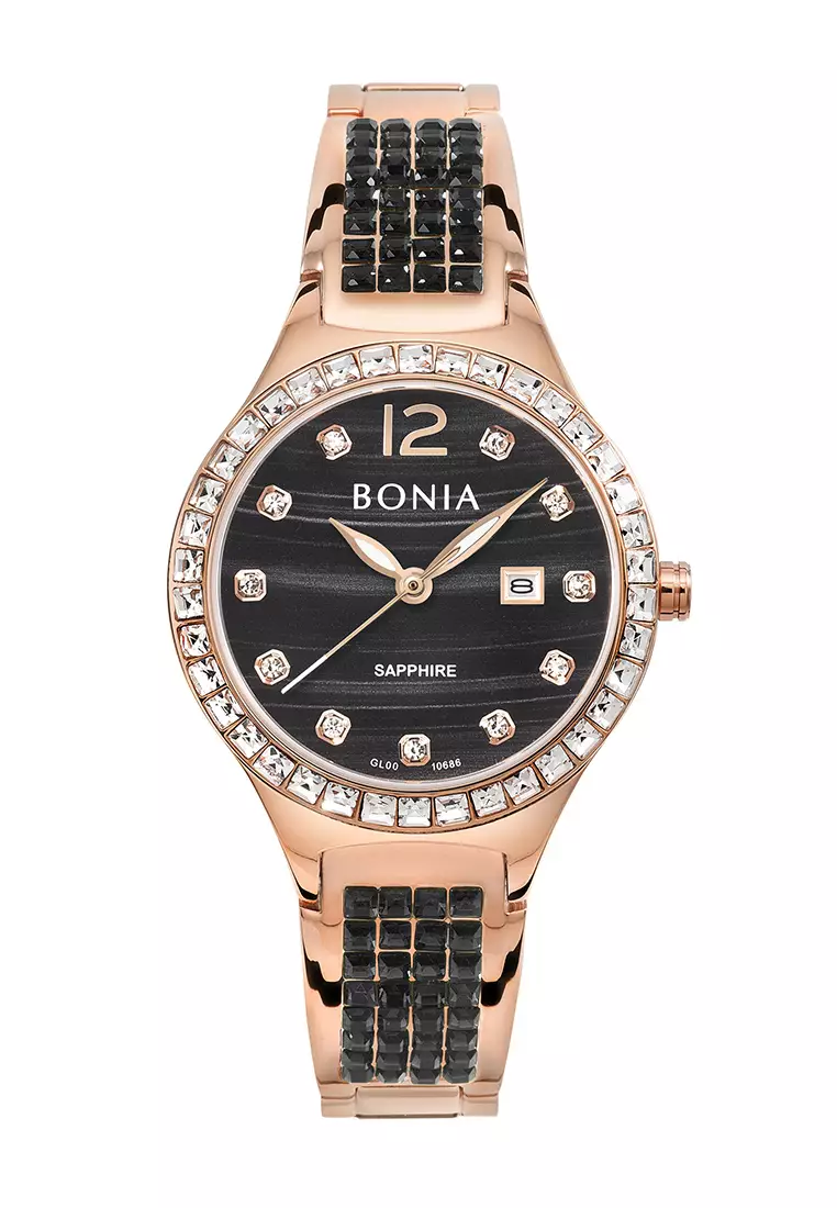 Original] Bonia BNB10667-2317S Elegance Women Watch with Sapphire Glass  Silver Stainless Steel Decorated Fine Crystals