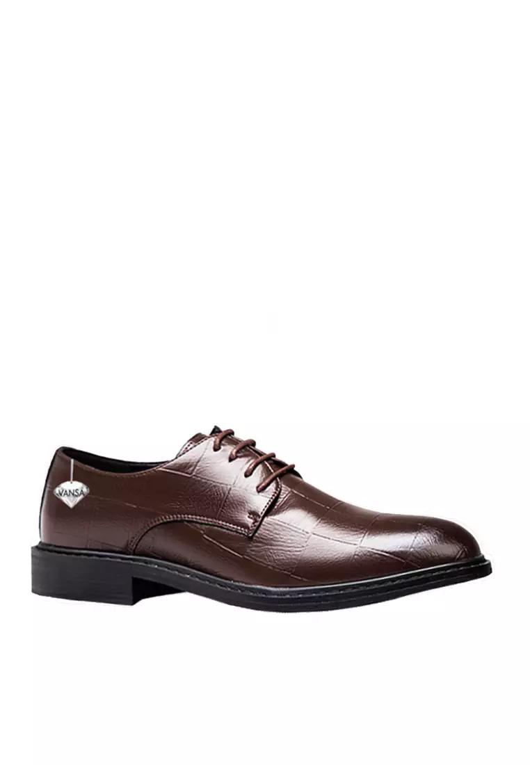 Discount on Twenty Eight Shoes  shoes - SKU: VANSA Cow Leather Check Lace-Up Business Casual Shoes VSM-F-1068