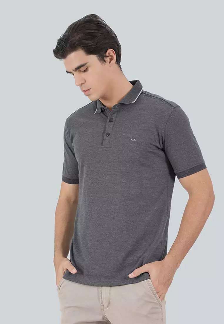 LGS - Kaos Polo Casual Pria - Lengan Pendek - Kerah Wangky - Warna Abu-abu - Slim Fit - JWS.325.C3558F.01.C
