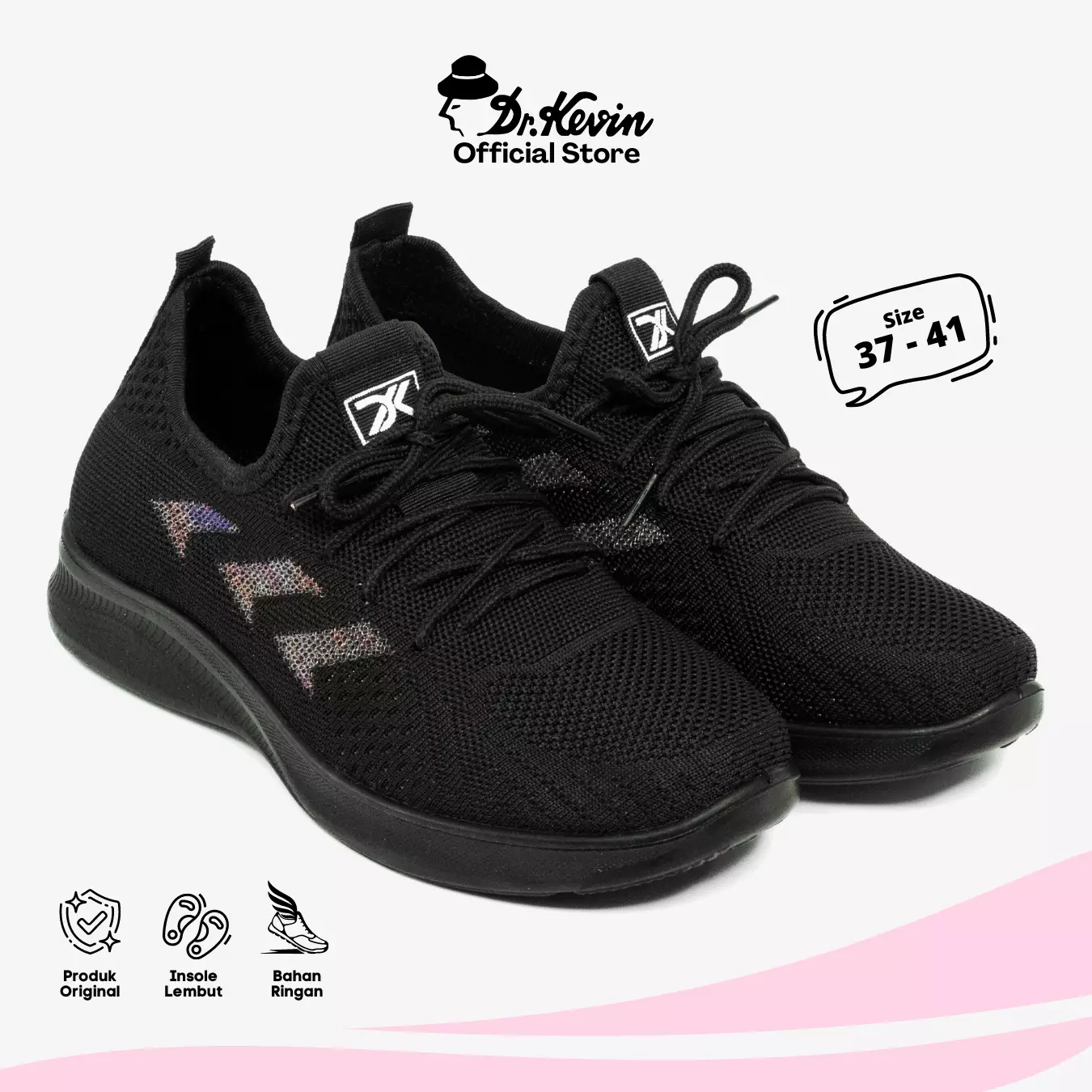 Dr. Kevin Sepatu Olahraga Sport Wanita Sneakers Rajut Bertali 589-077