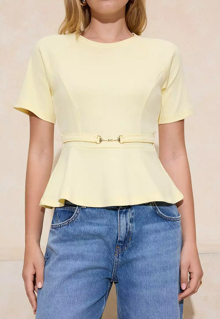 Peplum Raglan Sleeve Blouse
