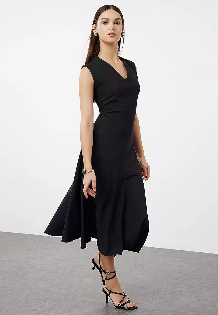 Asymmetrical v neck dress hotsell