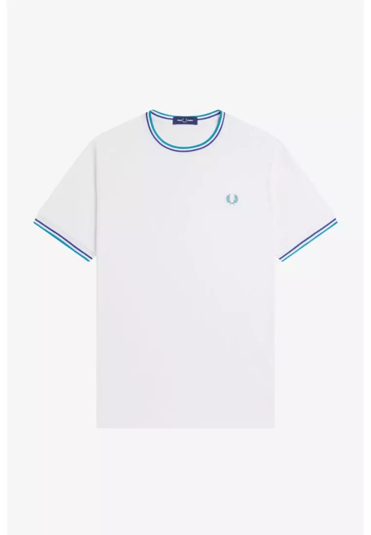 Fred Perry M1588 Twin Tipped T-Shirt (Snow White / Deep Mint / Soho Eclipse)