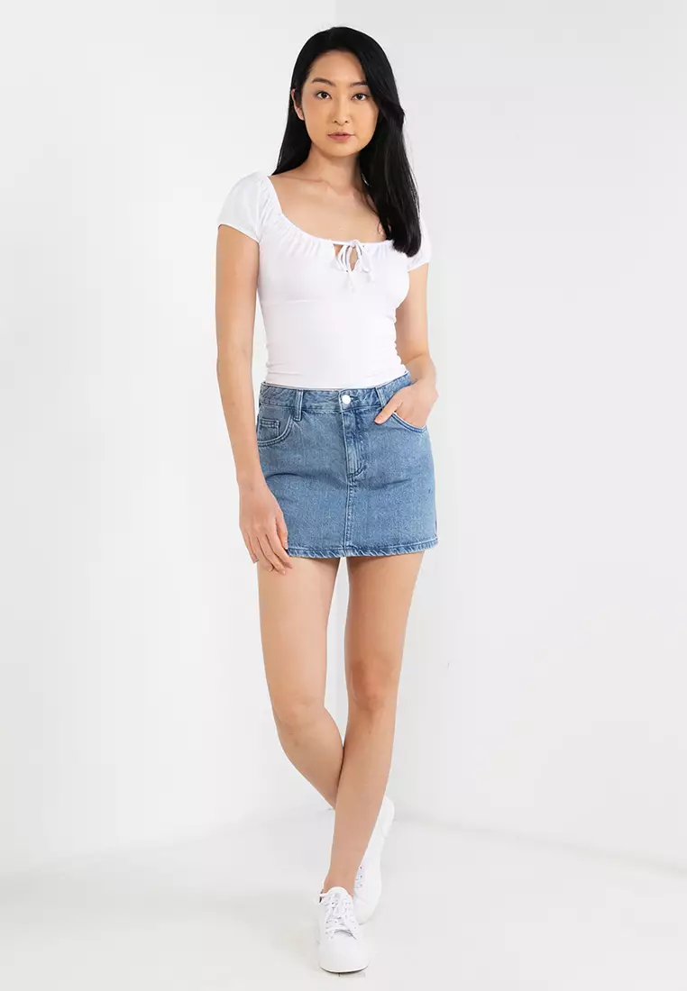 Quinn Tie Front Shorts Sleeve Top