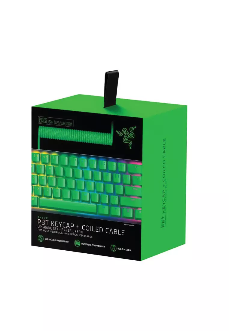 Buy Blackbox Razer PBT Keycap + Coiled Cable Upgrade Set Colored Doubleshot  PBT Keycaps with Matching Cable Green Online