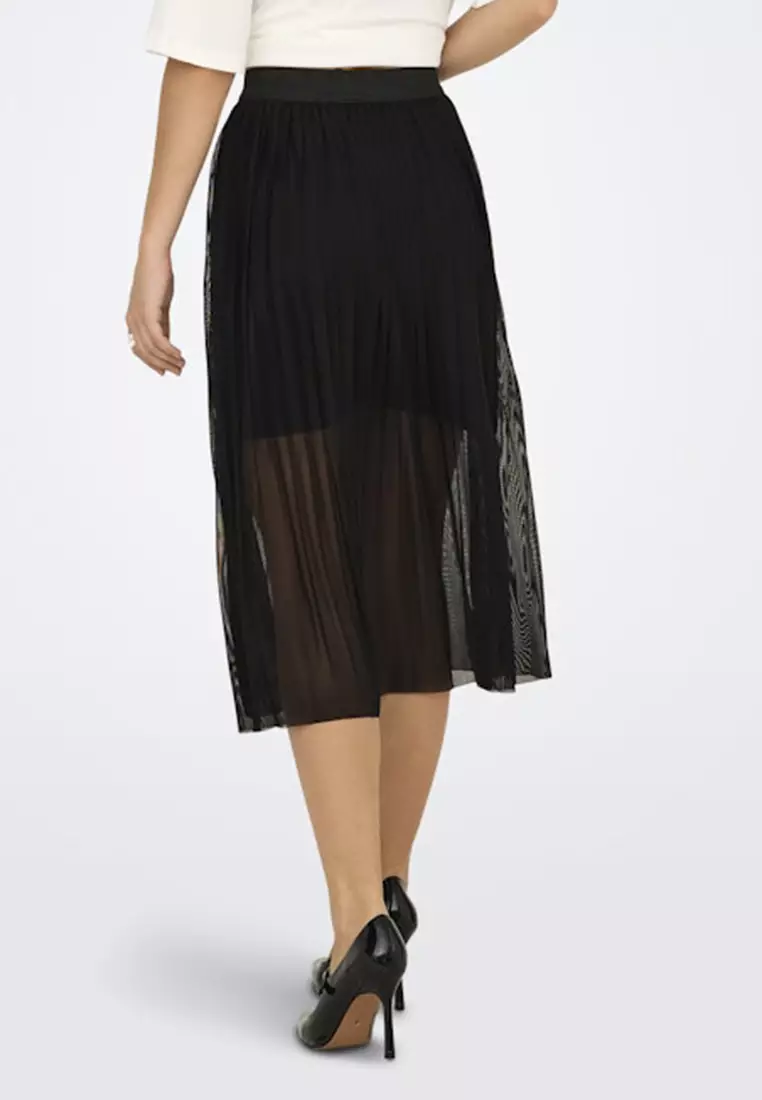 Pleat Mesh Jersey Skirt
