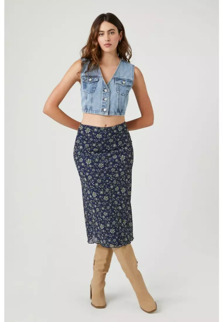 Cropped denim vest sale forever 21