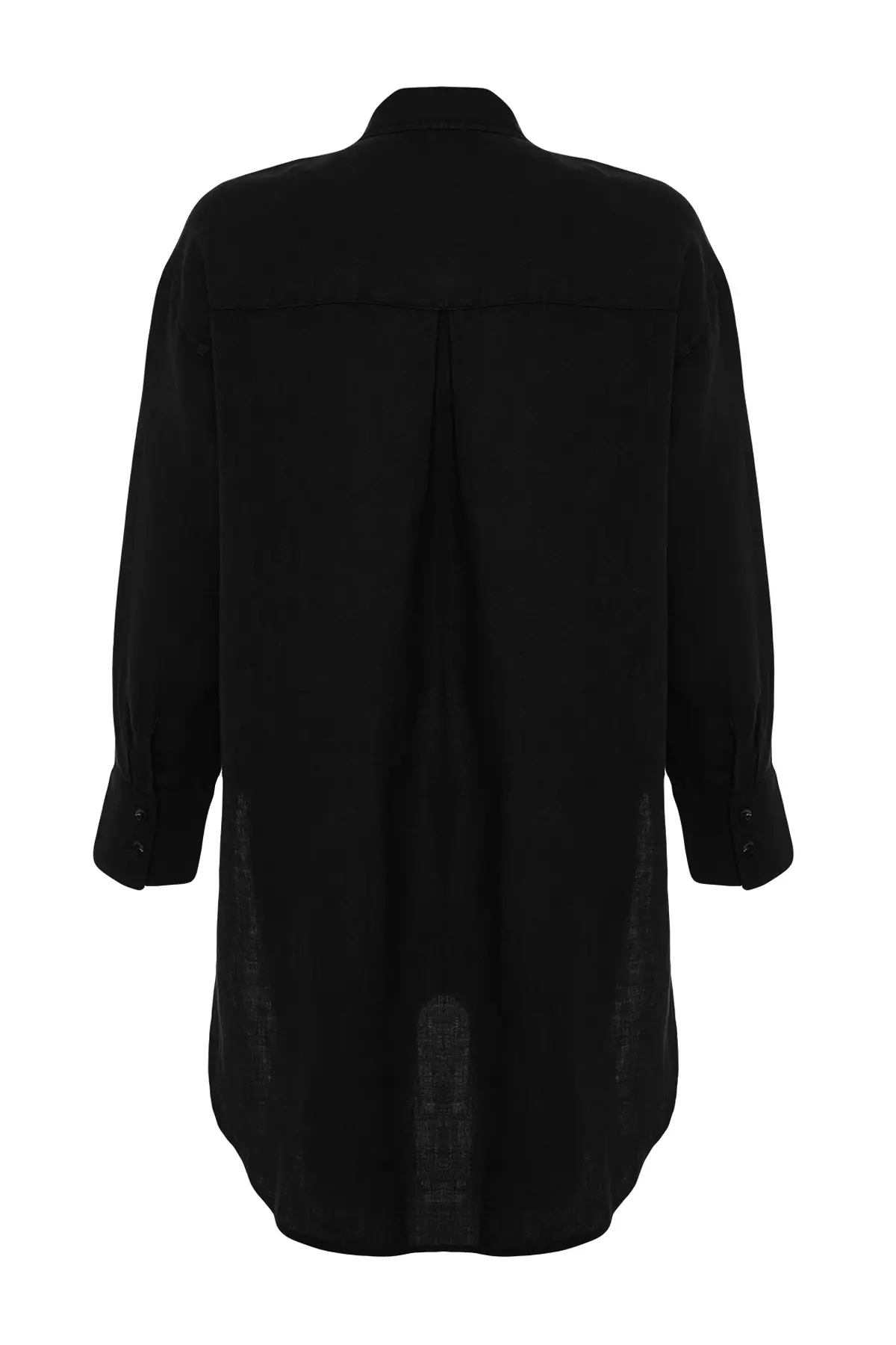 Black 1% Linen Pocket Detailed Oversized Shirt Twoss26Go39