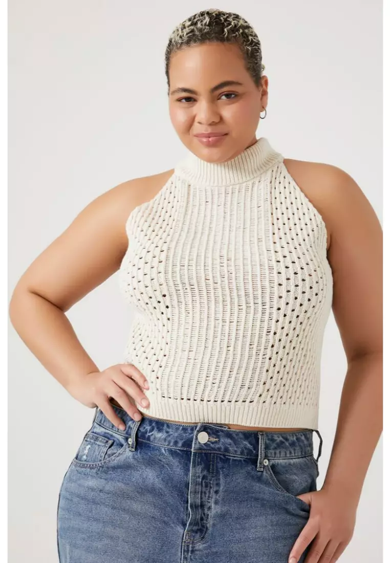 Plus Size Sweater Knit Mock Neck Top
