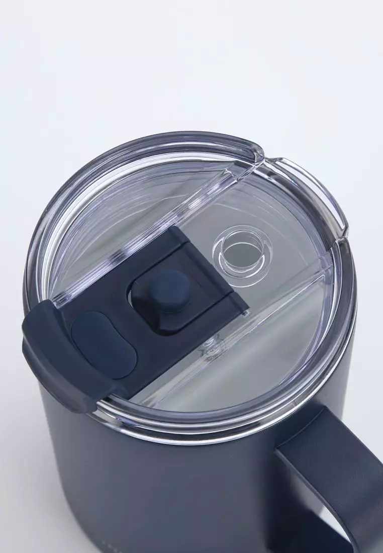 Crossing Neo Insulated S/S Leakproof Ceramic Mug W Handle And Lid 400ml - Ink Blue (Dark Blue)