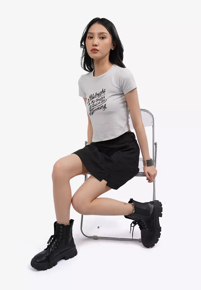 Graphic T-Shirt with Asymmetric Hem