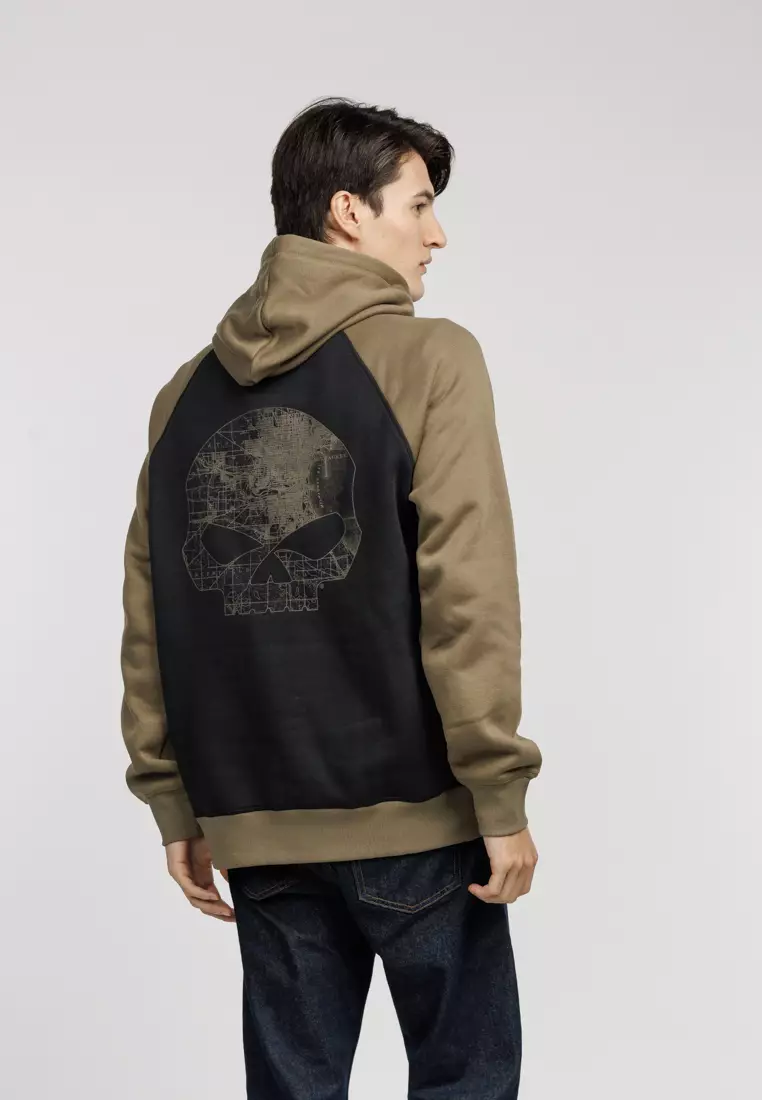 Women's Harley-Davidson Black Willie G Skull Full Zip Hoodie - Crystals & Embellished Details