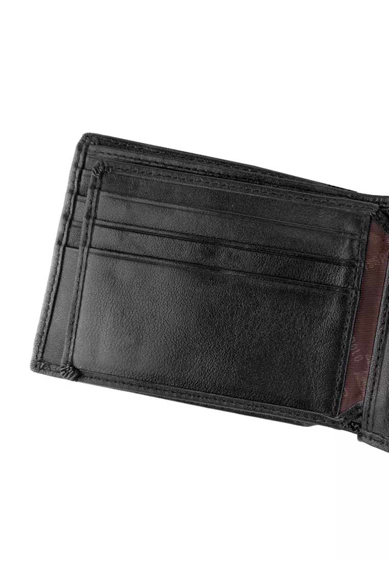 Men's RFID Blocking Tri Fold Wallet with Coin Compartment (Dompet Tri Fold Pria RFID) - Hitam