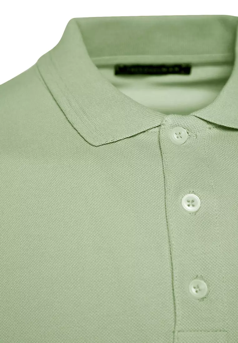 Mint Stripe Slim Fit Polo Neck T-Shirt - 100% Cotton Tmnss20Po0009
