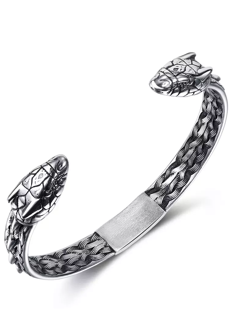 型男質感蛇形開口手鐲