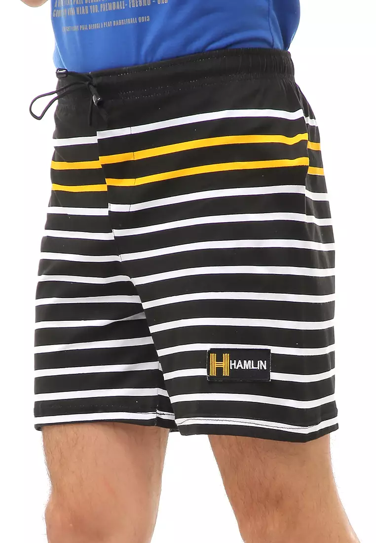 Jaymes Short Pants Celana Dalam Boxer Pria Striped Motive Material Cotton ORIGINAL - Black