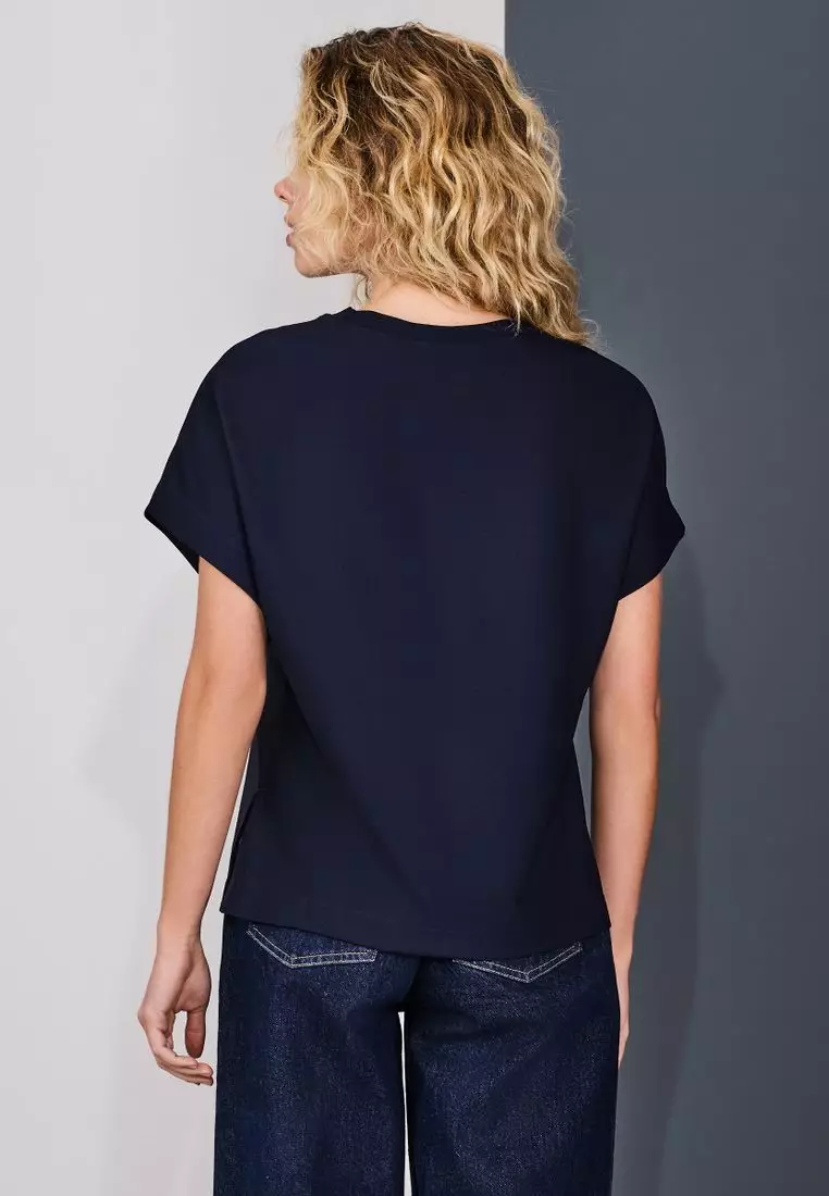 Short Sleeve Keyhole Crew Neck Top