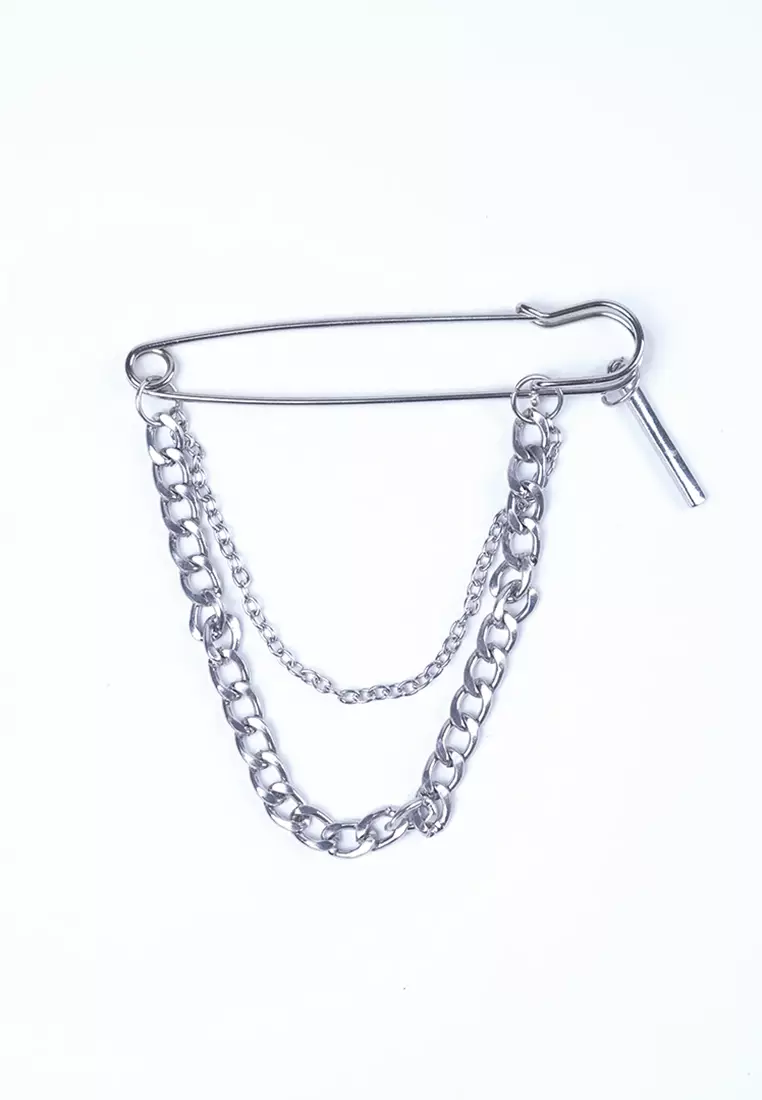 Houseofcuff lapel pin brooch bros untuk jas RANTAI SILVER EE