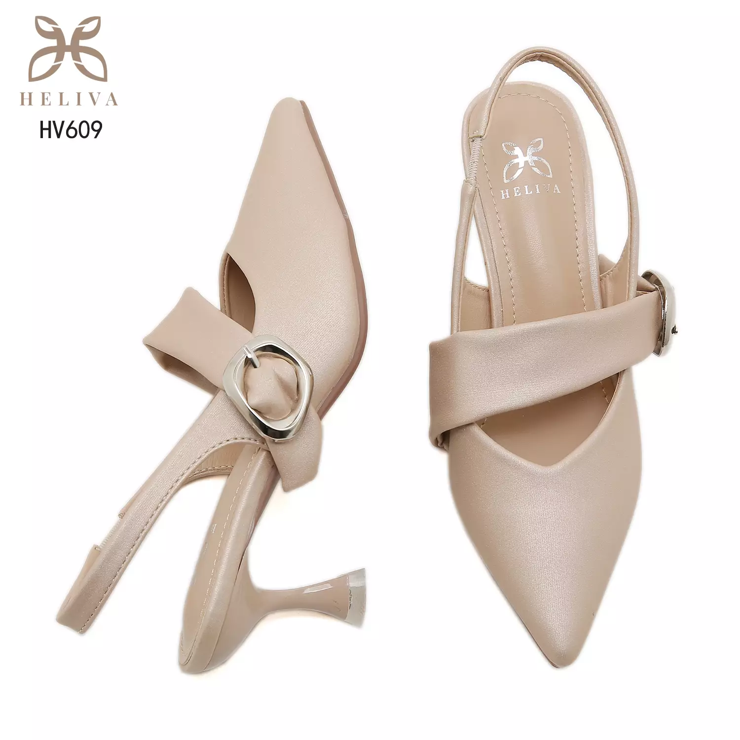 HELIVA LORELIA 6cm Slingback Heels Minimal Buckle Accent & Refined Pointed Toe HV609