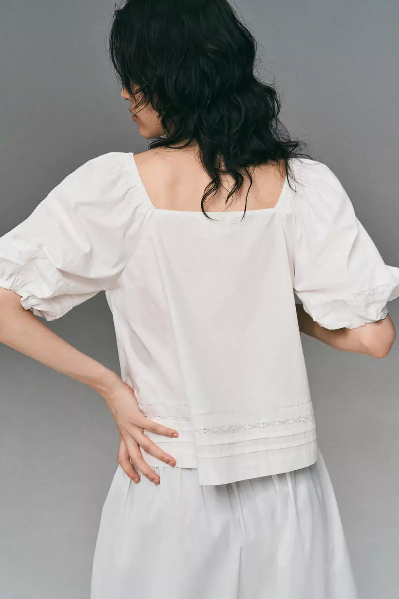 Pintucked cotton blouse