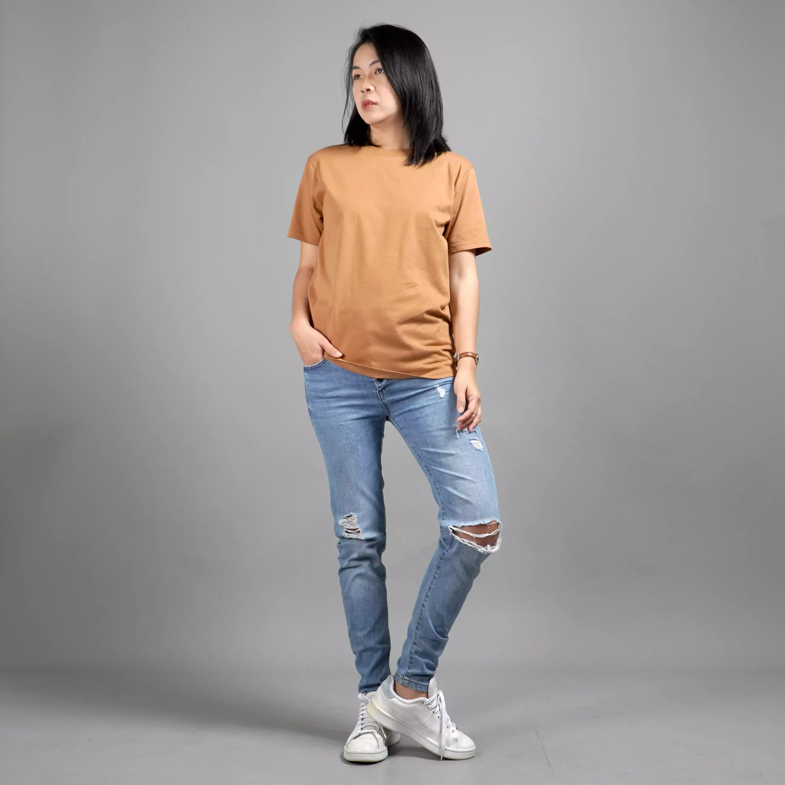  UNILO Size S-BIG Kaos Polos Wanita Basic TShirt Cotton - Brown