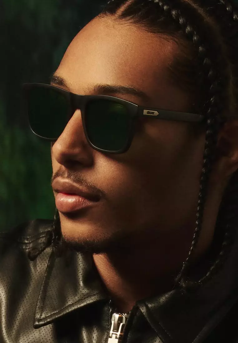 Flip Side Sunglasses - Matte Black/Green Polarized
