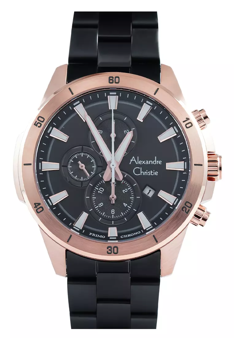 Alexandre Christie - Jam Tangan Pria - Rosegold Black - Stainless Steel - 6668 MCBBRBA