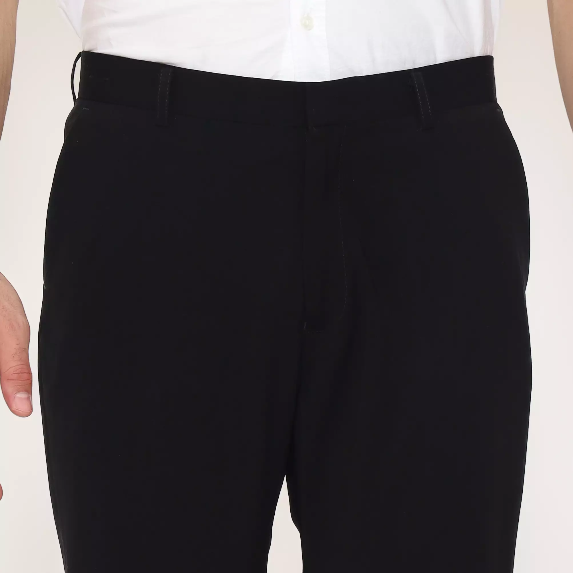 Lawell Celana Panjang Pria Formal – BERNARD-R | Jet Black | Motif Salur Halus | Regular | Polyester