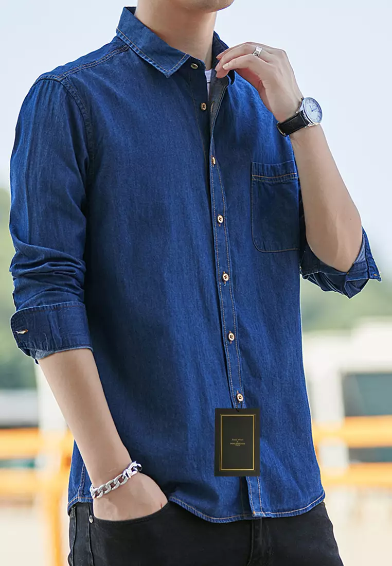 Thin Long Sleeved Denim Shirt C709