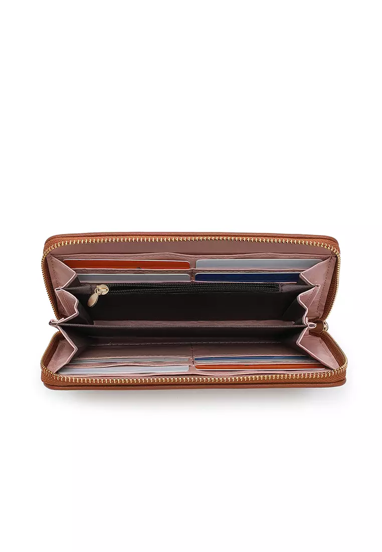Women's Long Zipper Wallet / Purse - Brown